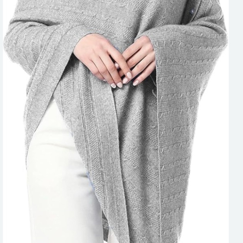 Woo Shanghai Luxury Brand Cashmere Scarf Wrap ,Shawl ,Cape, Chorcoal Gray - Picture 16 of 16
